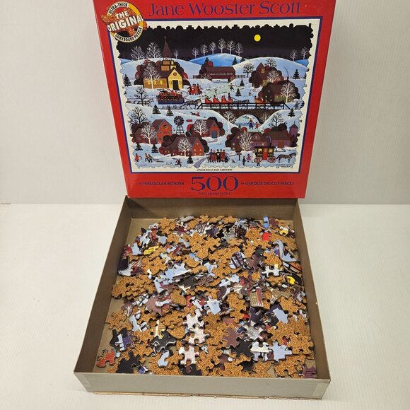 Ceaco Jane Wooster Scott Jingle Bells and Carolers Corkboard Puzzle 500 pc - Picture 2 of 5